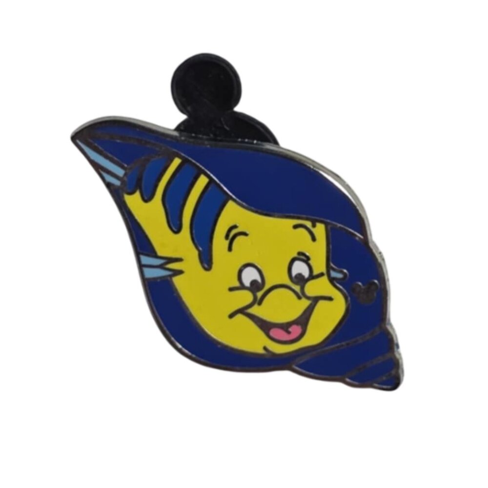 EUC Disney's Hidden Mickey Trading Pin featuring Flounder The Little Mermaid